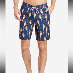 Bonobos Blue and Red Swim Trunks with Elastic Waistband